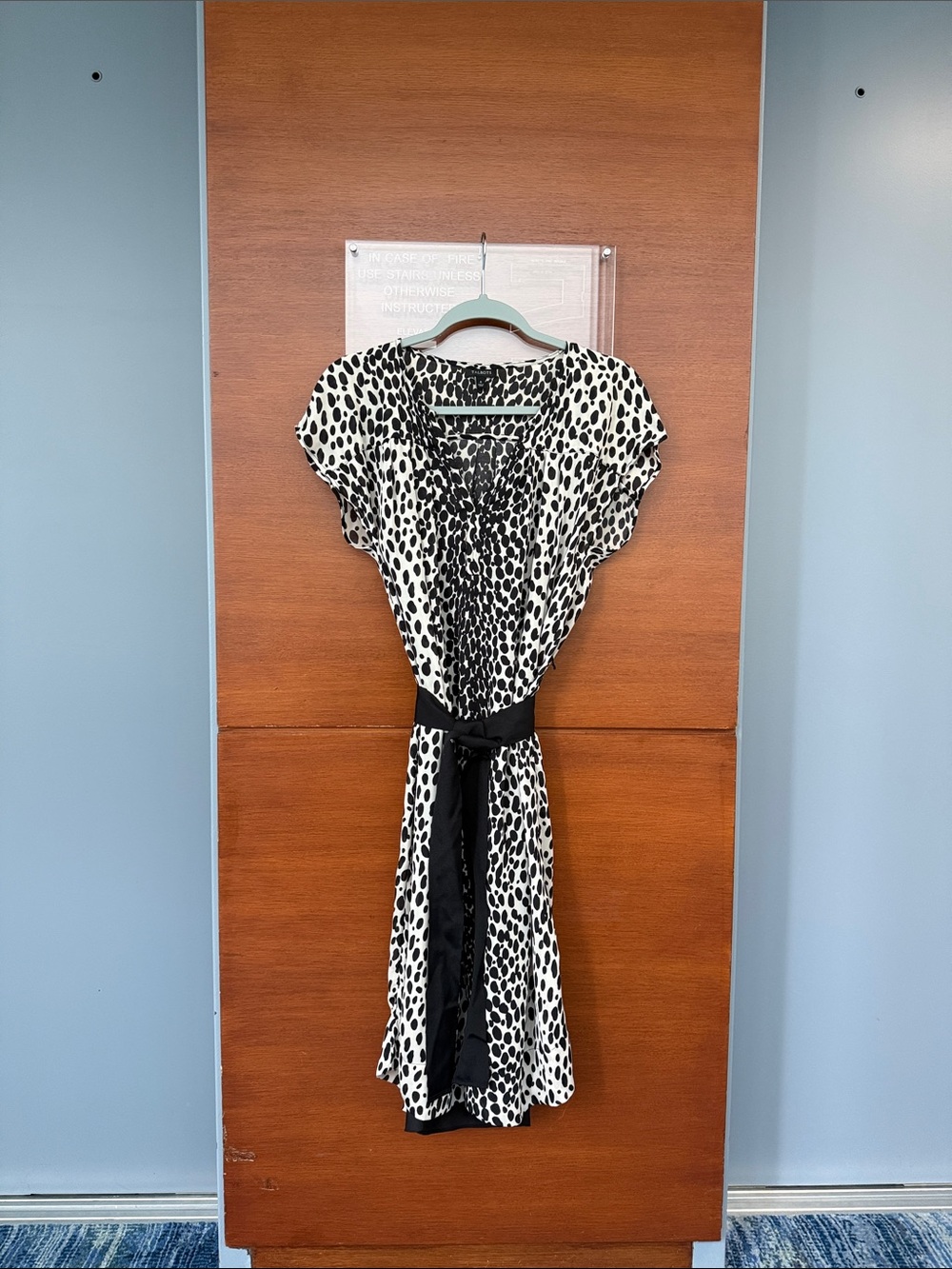 Talbots Black and White Animal Print Midi Dress with black shift underneath